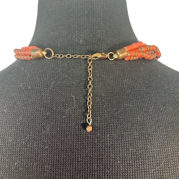 Beaded Tassel Layered Necklace Adjustable Boho Jewelry Orange Brown 16-36 Inches - Picture 3 of 3